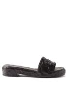 Valentino Garavani - Atelier Petal-effect Pvc Slides - Womens - Black