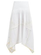 Matchesfashion.com See By Chlo - Floral Embroidered Cotton Midi Skirt - Womens - Ivory