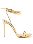 Dolce & Gabbana - Keira Metallic-leather Wrap Heeled Sandals - Womens - Gold