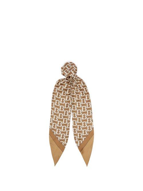 Matchesfashion.com Burberry - Chignon Monogram Silk Satin Scarf - Womens - Camel