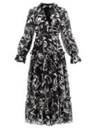 Matchesfashion.com Zimmermann - Ladybeetle Floral-devor Chiffon Dress - Womens - Black Multi