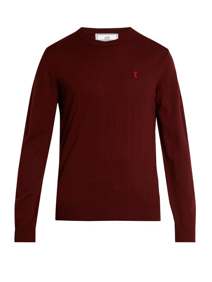 Ami De Coeur-embroidered Wool Sweater