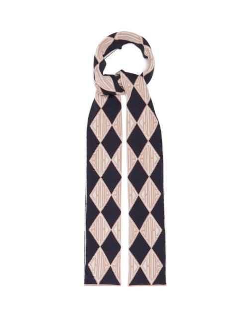 Matchesfashion.com Chlo - Logo-jacquard Wool Scarf - Womens - Navy Multi