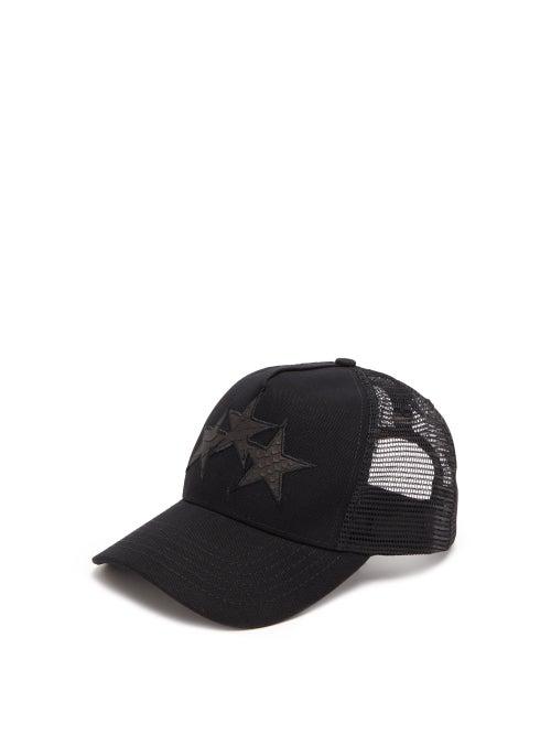 Matchesfashion.com Amiri - Star Appliqu Canvas And Mesh Trucker Cap - Mens - Black