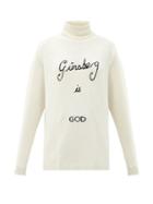 Matchesfashion.com Bella Freud - Ginsberg Is God Roll-neck Cashmere Sweater - Womens - Ivory
