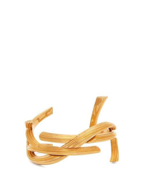 Matchesfashion.com Saint Laurent - Abstract Logo Cuff Bracelet - Womens - Gold