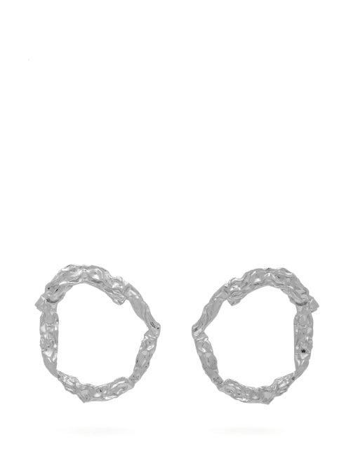 Matchesfashion.com Chlo - Anouck Crinkle Effect Hoop Earrings - Womens - Silver
