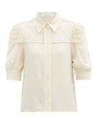 Matchesfashion.com See By Chlo - Lace-panelled Georgette Blouse - Womens - Beige