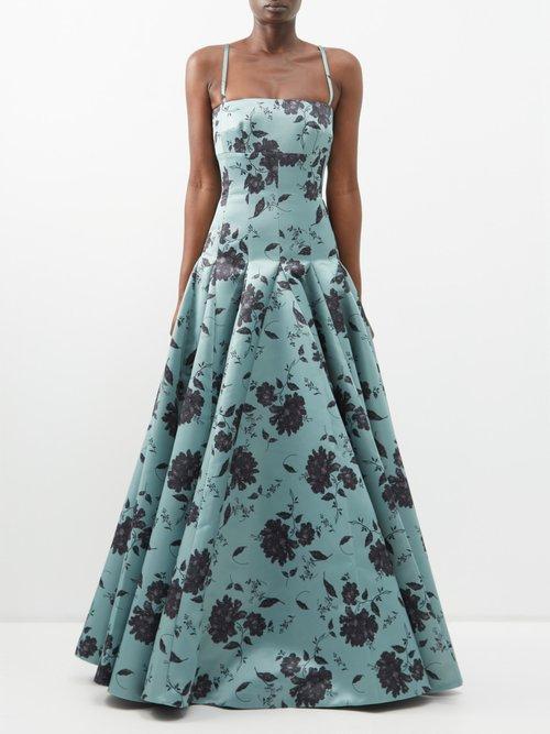 Emilia Wickstead - Isella Duchesse-satin Gown - Womens - Green Black