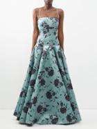 Emilia Wickstead - Isella Duchesse-satin Gown - Womens - Green Black