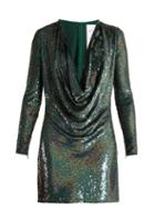 Matchesfashion.com Ashish - Sequin Embellished Draped Front Silk Mini Dress - Womens - Dark Green