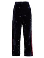 Matchesfashion.com Jupe By Jackie - Moritz Wide Leg Silk Velvet Trousers - Womens - Navy Multi