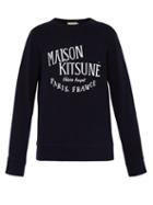 Matchesfashion.com Maison Kitsun - Logo Print Cotton Sweatshirt - Mens - Navy