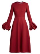 Matchesfashion.com Roksanda - Aylin Bell Sleeve Cady Dress - Womens - Burgundy