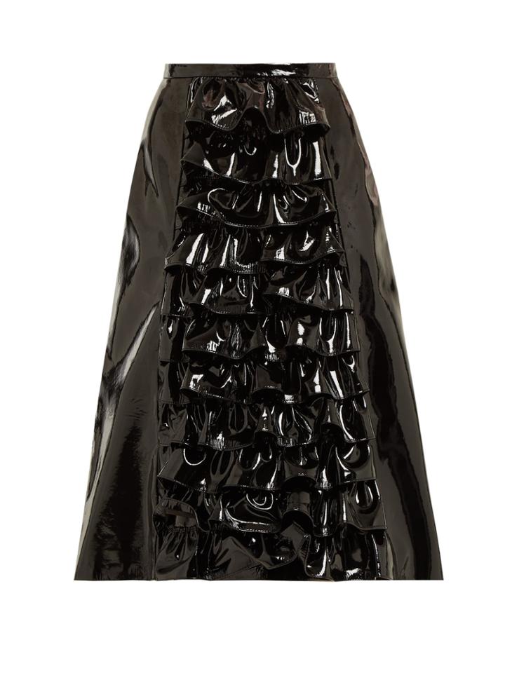 Christopher Kane Ruffled Patent-leather Skirt