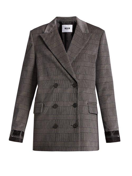 Matchesfashion.com Msgm - Prince Of Wales Checked Brushed Velvet Blazer - Womens - Grey