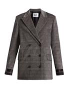 Matchesfashion.com Msgm - Prince Of Wales Checked Brushed Velvet Blazer - Womens - Grey