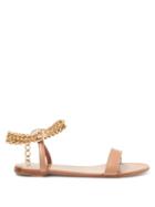 Matchesfashion.com Gianvito Rossi - Chain Ankle Strap Leather Sandals - Womens - Nude