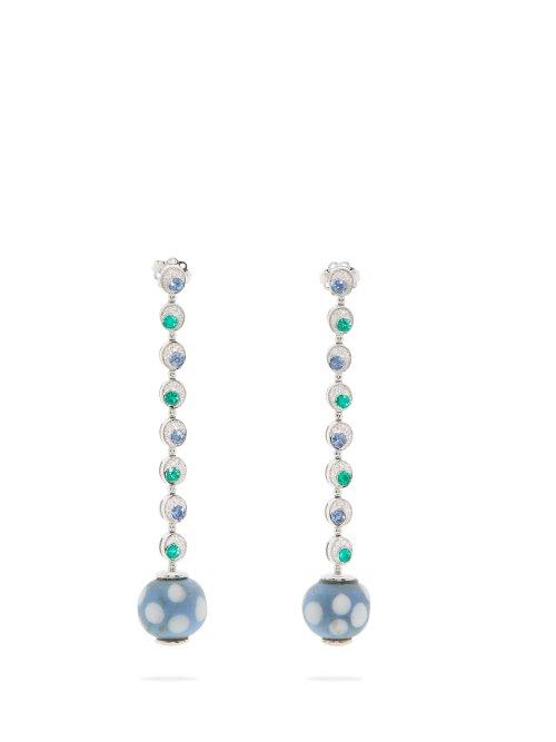 Matchesfashion.com Francesca Villa - 18kt White Gold And Venetian Eye Bead Earrings - Womens - Multi