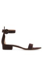 Matchesfashion.com Gianvito Rossi - Portofino 20 Block Heel Suede Sandals - Womens - Dark Brown