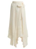 Matchesfashion.com Zimmermann - Unbridled Silk Georgette Handkerchief Hem Skirt - Womens - Ivory