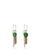Matchesfashion.com Bottega Veneta - Chain And Heart Drop Earrings - Womens - Green