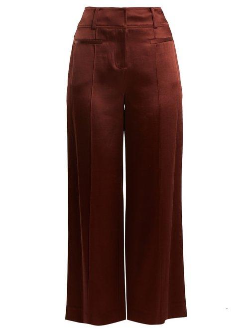Matchesfashion.com Diane Von Furstenberg - Wide Leg Pintucked Culottes - Womens - Brown