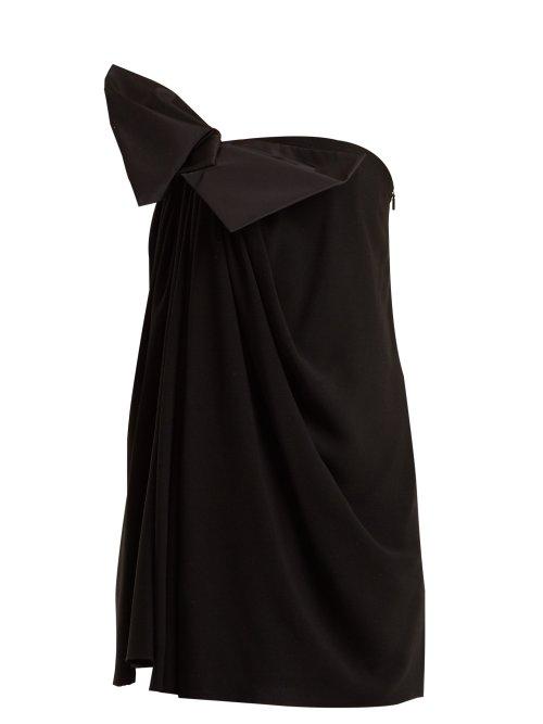 Matchesfashion.com Saint Laurent - Bow Embellished Strapless Crepe Dress - Womens - Black