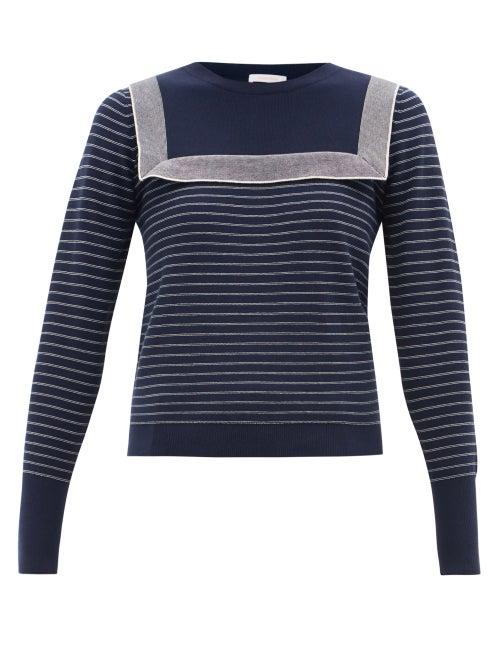 See By Chlo - Striped Organic Cotton Sweater - Womens - Blue White