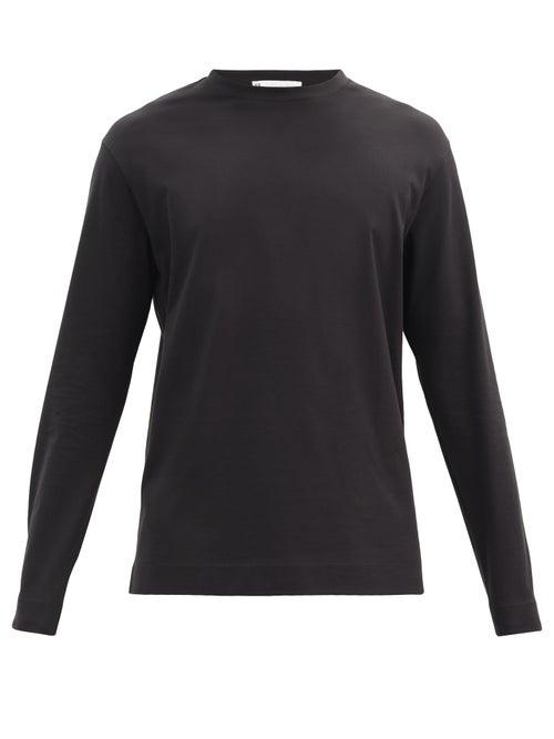 Matchesfashion.com Y-3 - Logo-print Long-sleeved Cotton-jersey T-shirt - Mens - Black