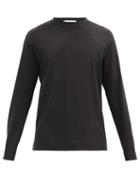 Matchesfashion.com Y-3 - Logo-print Long-sleeved Cotton-jersey T-shirt - Mens - Black