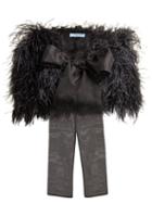 Matchesfashion.com Prada - Silk Organza Bow Ostrich Feather Stole - Womens - Black
