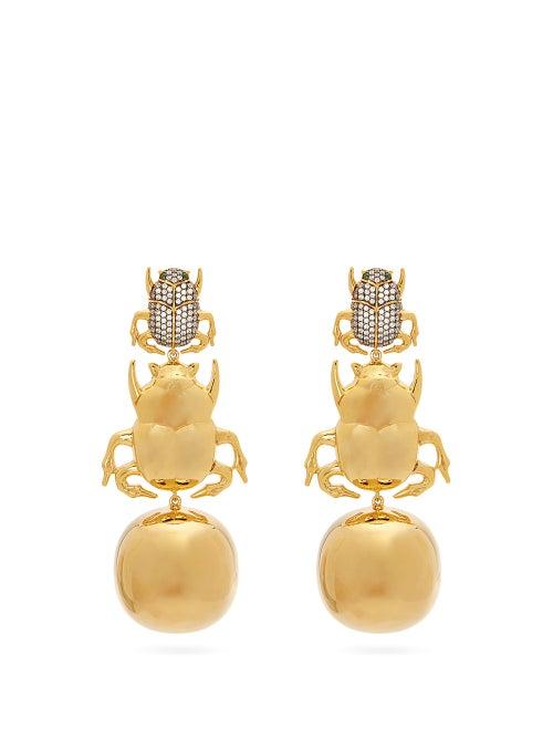 Matchesfashion.com Begum Khan - Forever Party Scarab Gold-plated Clip Earrings - Womens - Gold