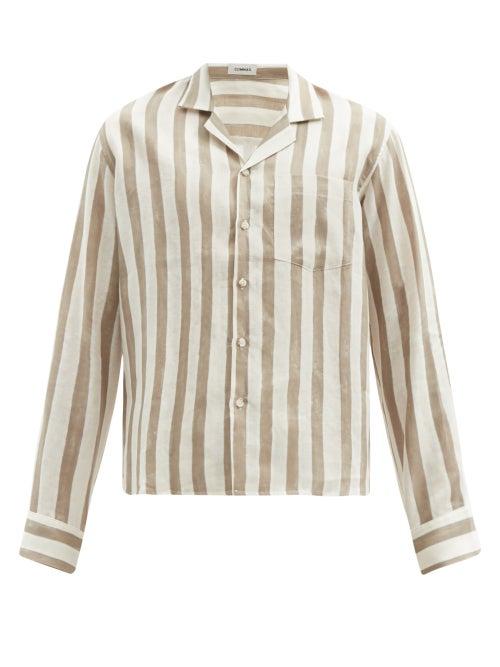 Matchesfashion.com Commas - Open-collar Striped Linen Shirt - Mens - Beige Multi