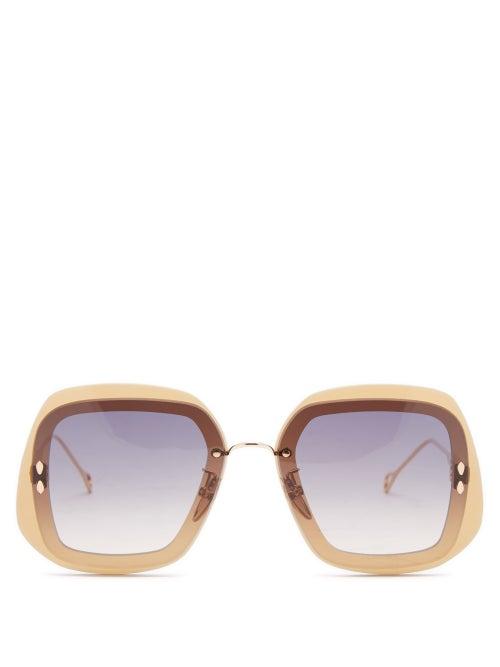 Isabel Marant Eyewear - Layered Square Metal Sunglasses - Womens - Amber