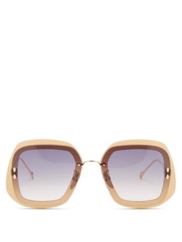 Isabel Marant Eyewear - Layered Square Metal Sunglasses - Womens - Amber