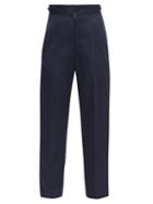 Maison Margiela - Piped High-rise Twill Tailored Trousers - Womens - Navy