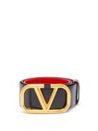 Matchesfashion.com Valentino - Reversible V Logo Leather Belt - Womens - Black