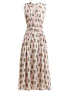 Matchesfashion.com Emilia Wickstead - Marguerite Floral Print Crepe Midi Dress - Womens - Pink Print