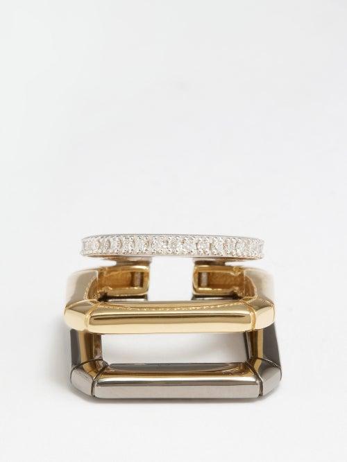 Era - Trio Diamond & 18kt Gold Ear Cuff - Womens - Gold Multi