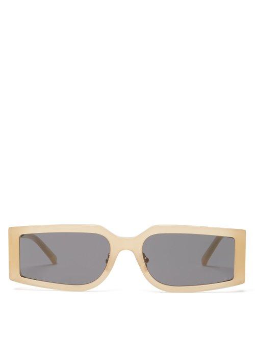 Matchesfashion.com Self-portrait - Eden Rectangle Frame Acetate Sunglasses - Womens - Ivory
