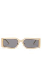 Matchesfashion.com Self-portrait - Eden Rectangle Frame Acetate Sunglasses - Womens - Ivory