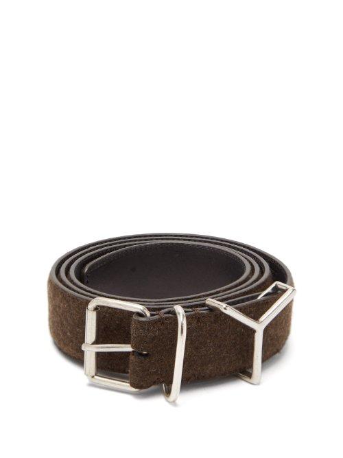 Matchesfashion.com Y/project - Y Loop Wool And Leather Belt - Mens - Brown