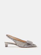 Emilia Wickstead - Isset Sequinned Slingback Pumps - Womens - Silver