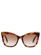 Matchesfashion.com Alexander Mcqueen - Oversized Cat Eye Acetate Sunglasses - Womens - Tortoiseshell