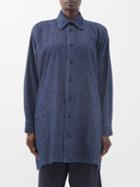 Eskandar - Oversized A-line Cotton-chambray Shirt - Womens - Dark Blue