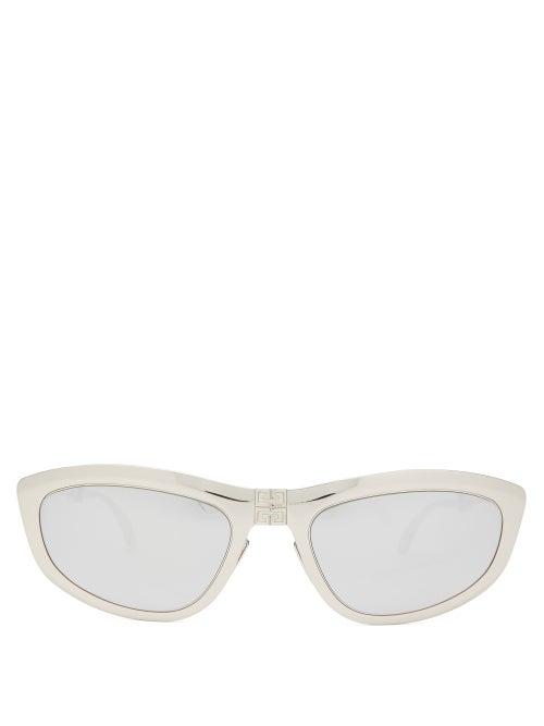 Givenchy - G Tri-fold Oval Metal Sunglasses - Womens - Silver