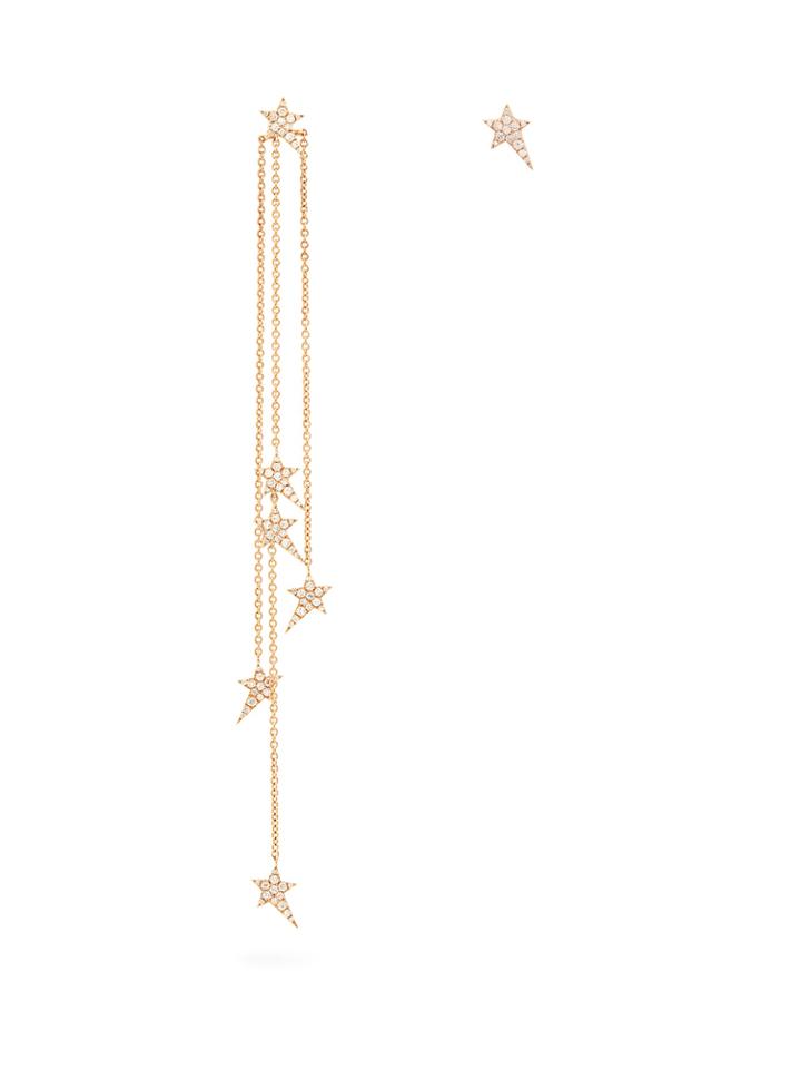 Diane Kordas Star Chain Diamond & Rose-gold Earrings