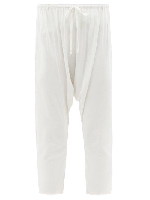 Matchesfashion.com Domi - Dropped-seat Organic-cotton Jersey Trousers - Womens - White