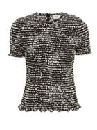 Matchesfashion.com Proenza Schouler White Label - Smocked Contrast-print Georgette Top - Womens - Black White